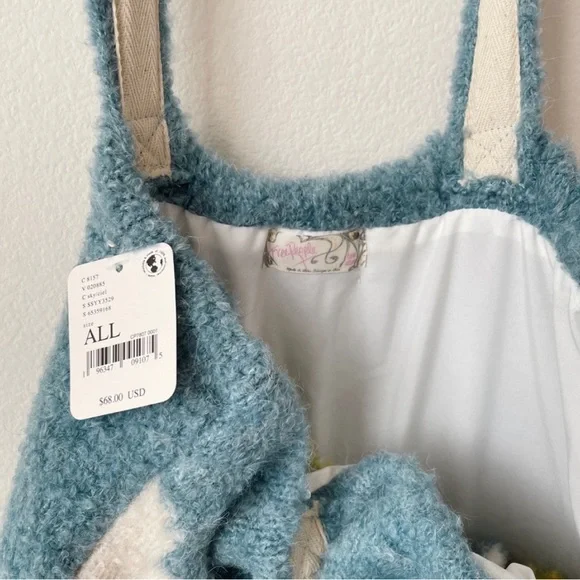 Free People NWT Beautiful Lined Tote Bag Colorful Coordinated Stripe Scarf Gift - Picture 9 of 13